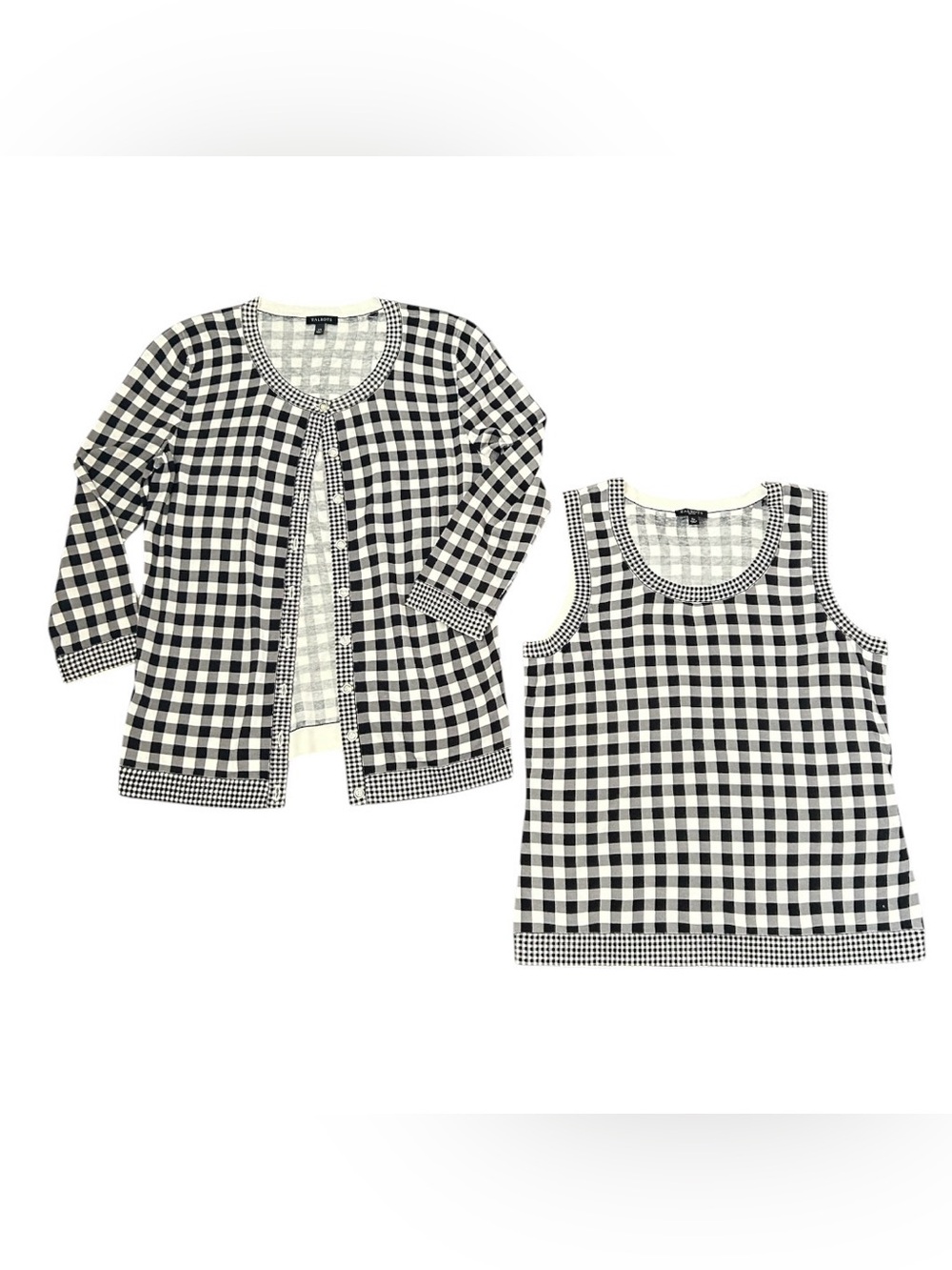 NWOT woman’s Talbots Black & White Gingham Tank and Cardigan Set -